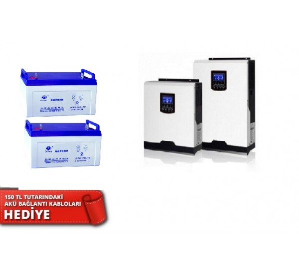 Kesintisiz Güç Paketi - 3KW Çıkış + 2KVA Yedekleme Kesintisiz Güç Paketi - 3KW Çıkış + 2KVA Yedekleme - Görsel 1